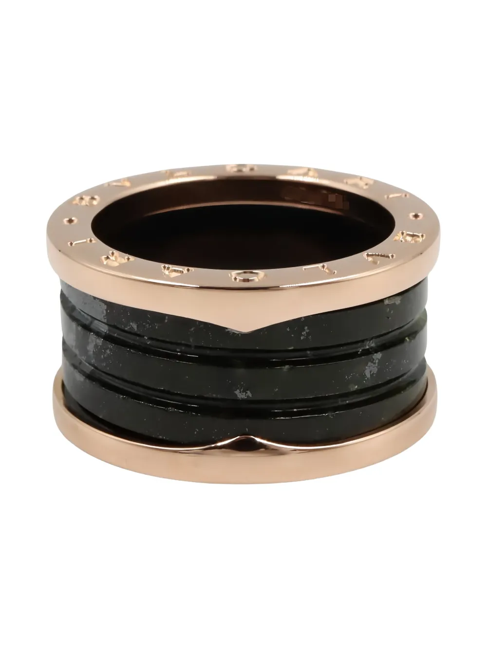 Pre-owned Bvlgari 14k Rose Gold B-zero1 Ring In Black