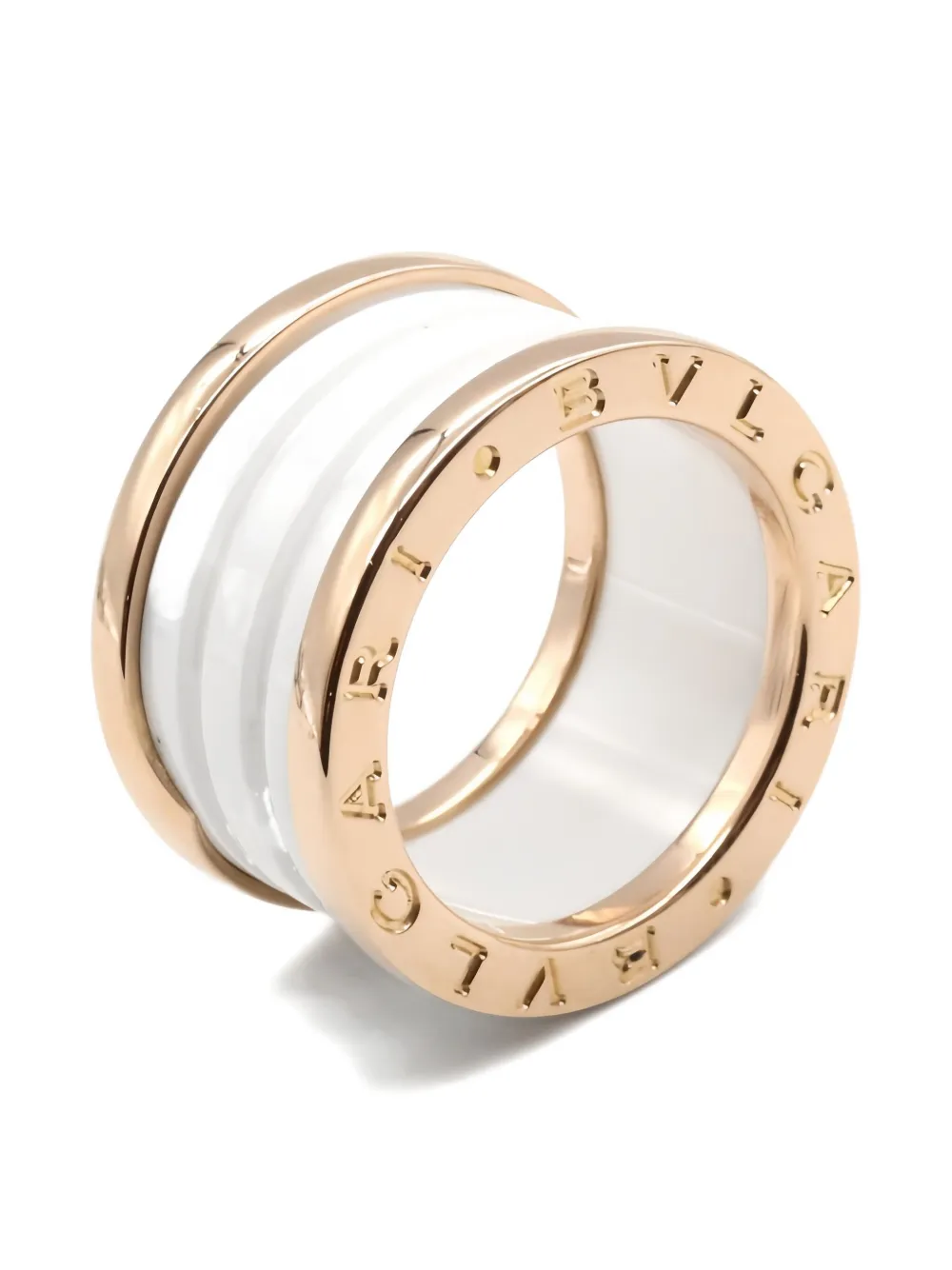 Pre-owned Bvlgari 18k Pink Gold B-zero1 Ring In White