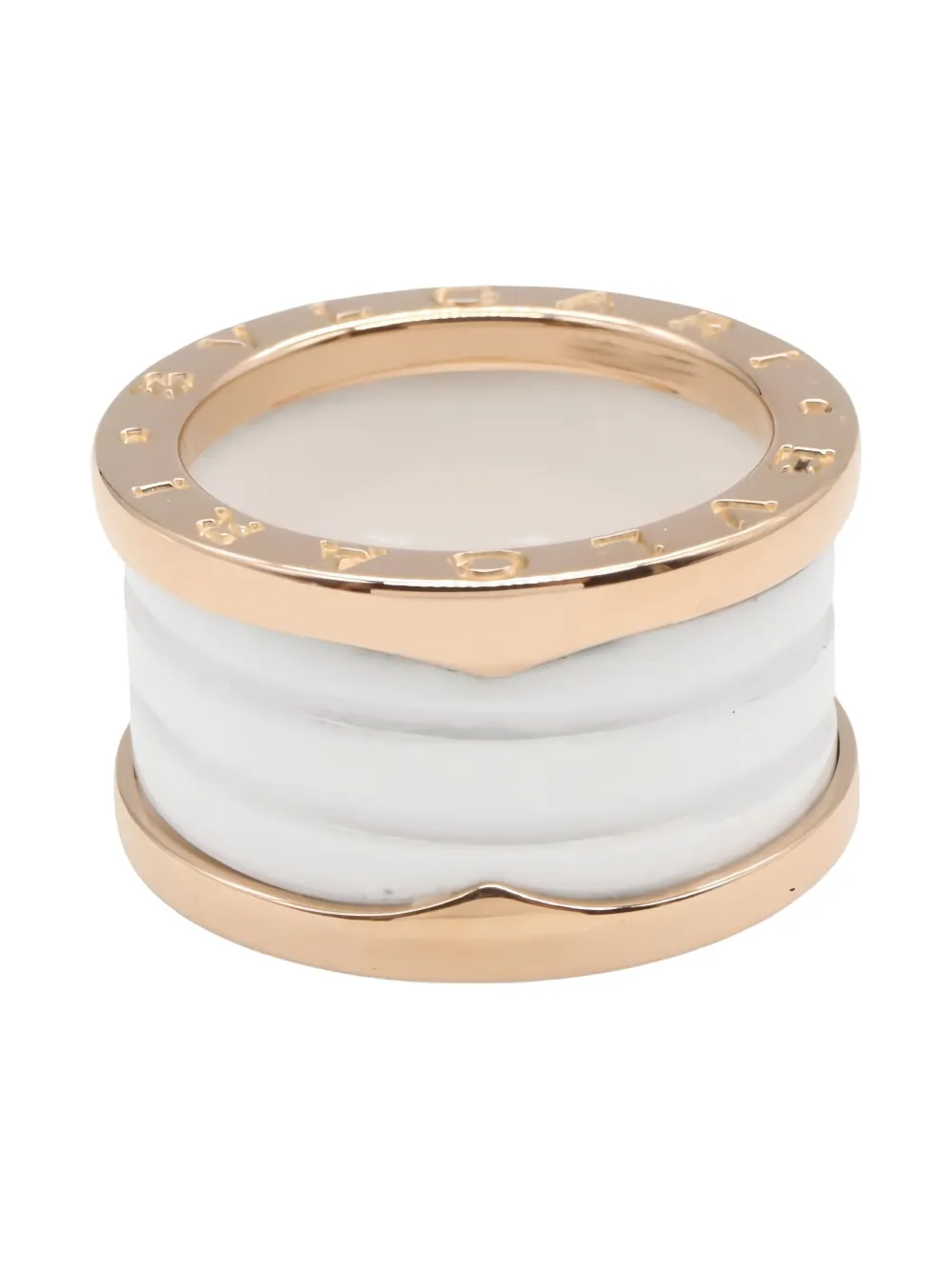 Pre-owned Bvlgari 18k Pink Gold B-zero1 Ring In White