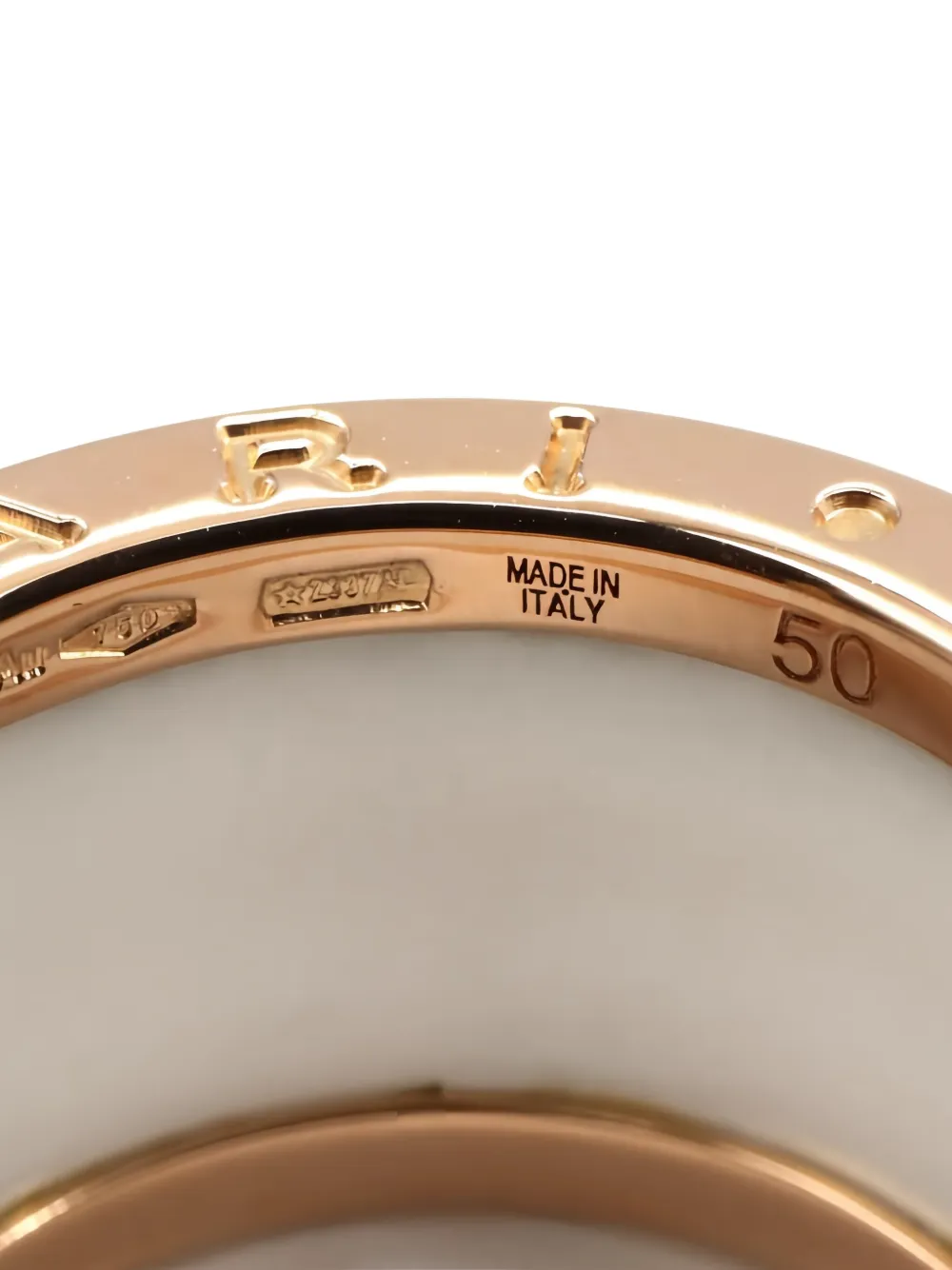 Pre-owned Bvlgari 18k Pink Gold B-zero1 Ring In White