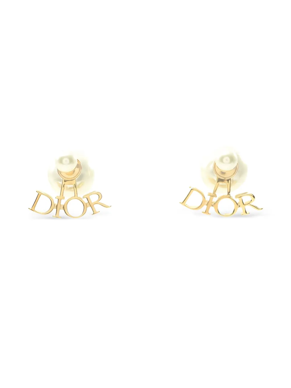 Christian Dior Pre-Owned logo-lettering earrings - ゴールドトーン Christian Dior Pre-Owned logo-lettering earrings - ゴールドトーン