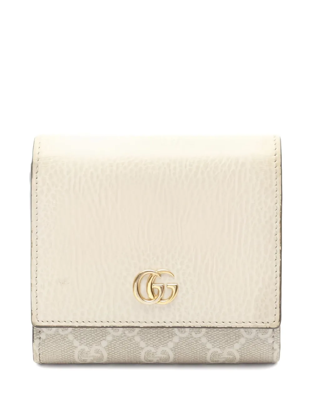 Pre-owned Gucci Gg Marmont Bi-fold Wallet In Neutral