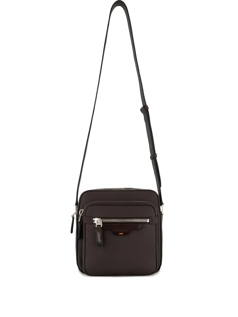 Santoni sac à main en cuir à fermeture zippée | marron | Image 1