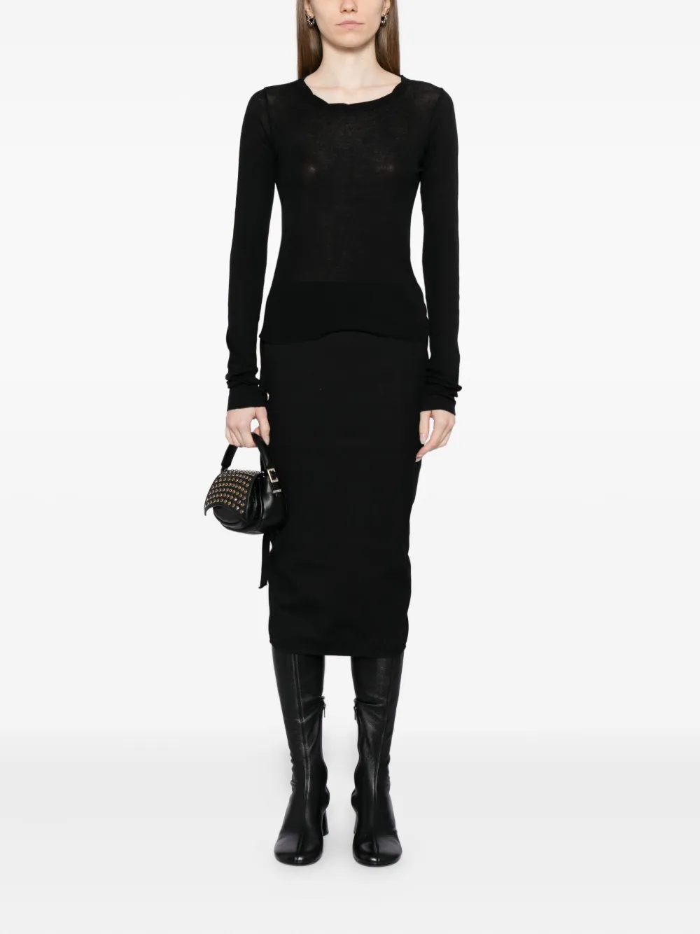 Rick Owens Cotton Cropped T-shirt In Black