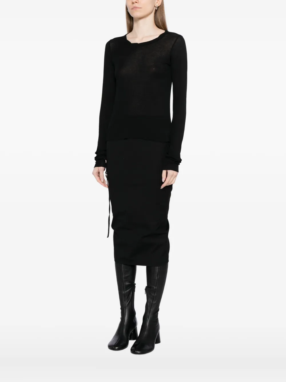 Rick Owens Cotton Cropped T-shirt In Black