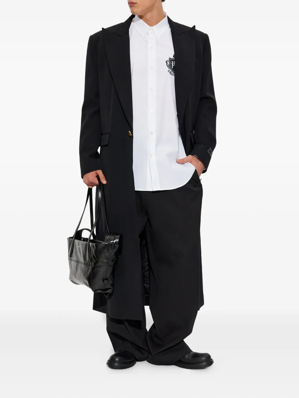 Balmain emblem buttoned shirt - Wit