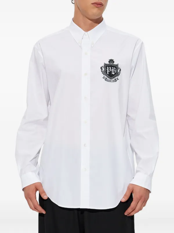Balmain Emblem Buttoned Shirt | White | FARFETCH