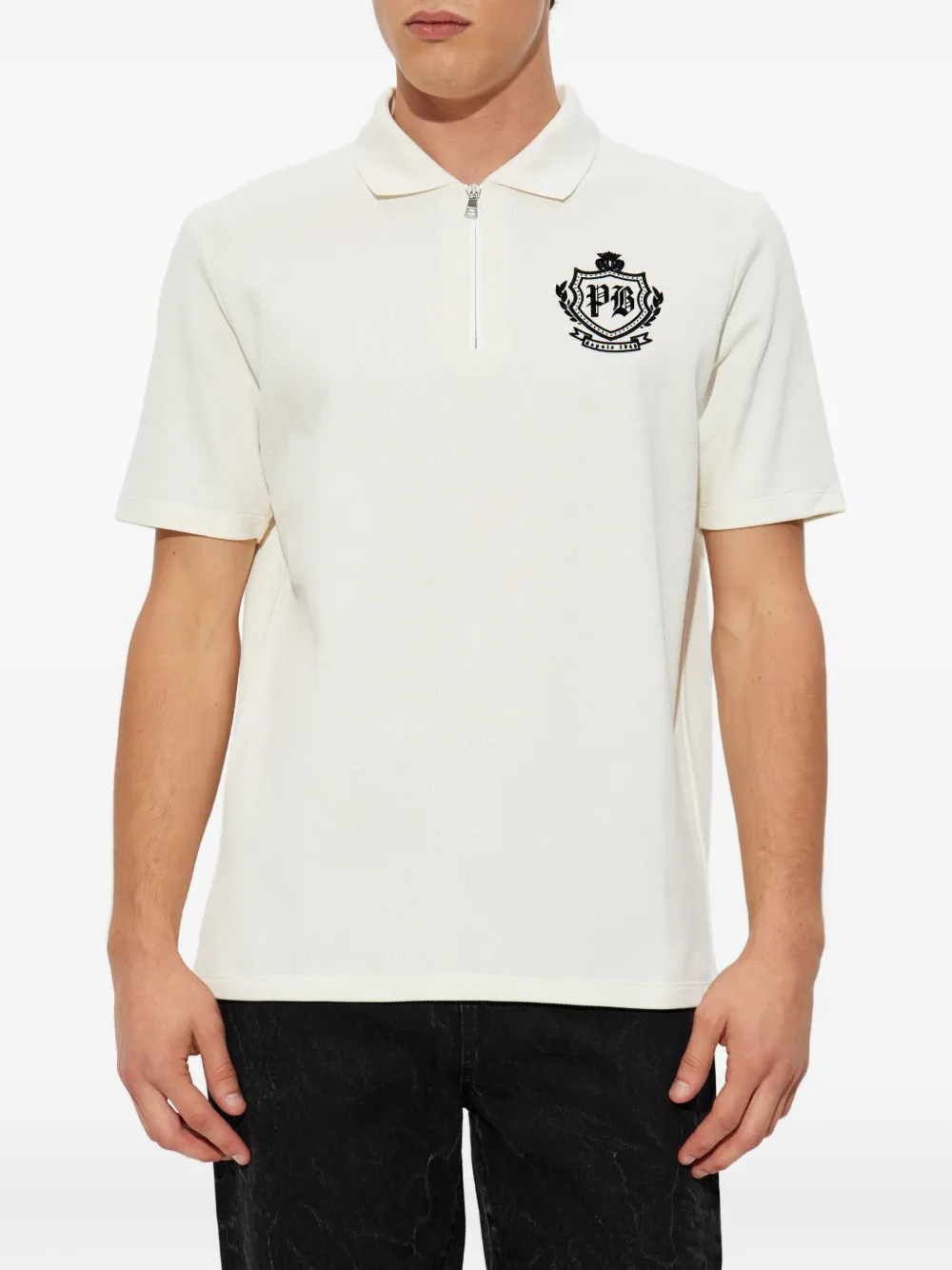 Balmain College Emblem poloshirt met korte mouwen Beige