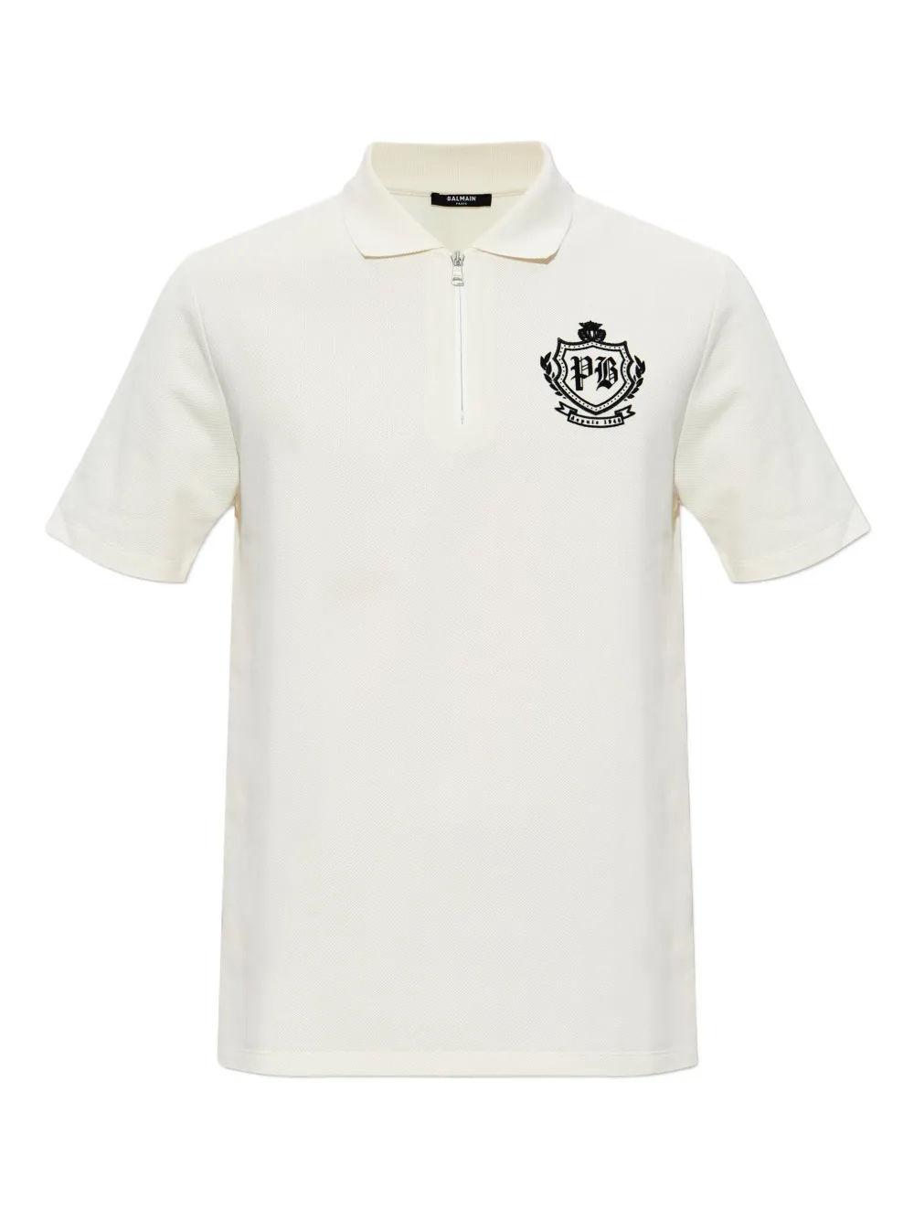 Balmain College Emblem short-sleeve polo shirt | Neutrals | Image 1