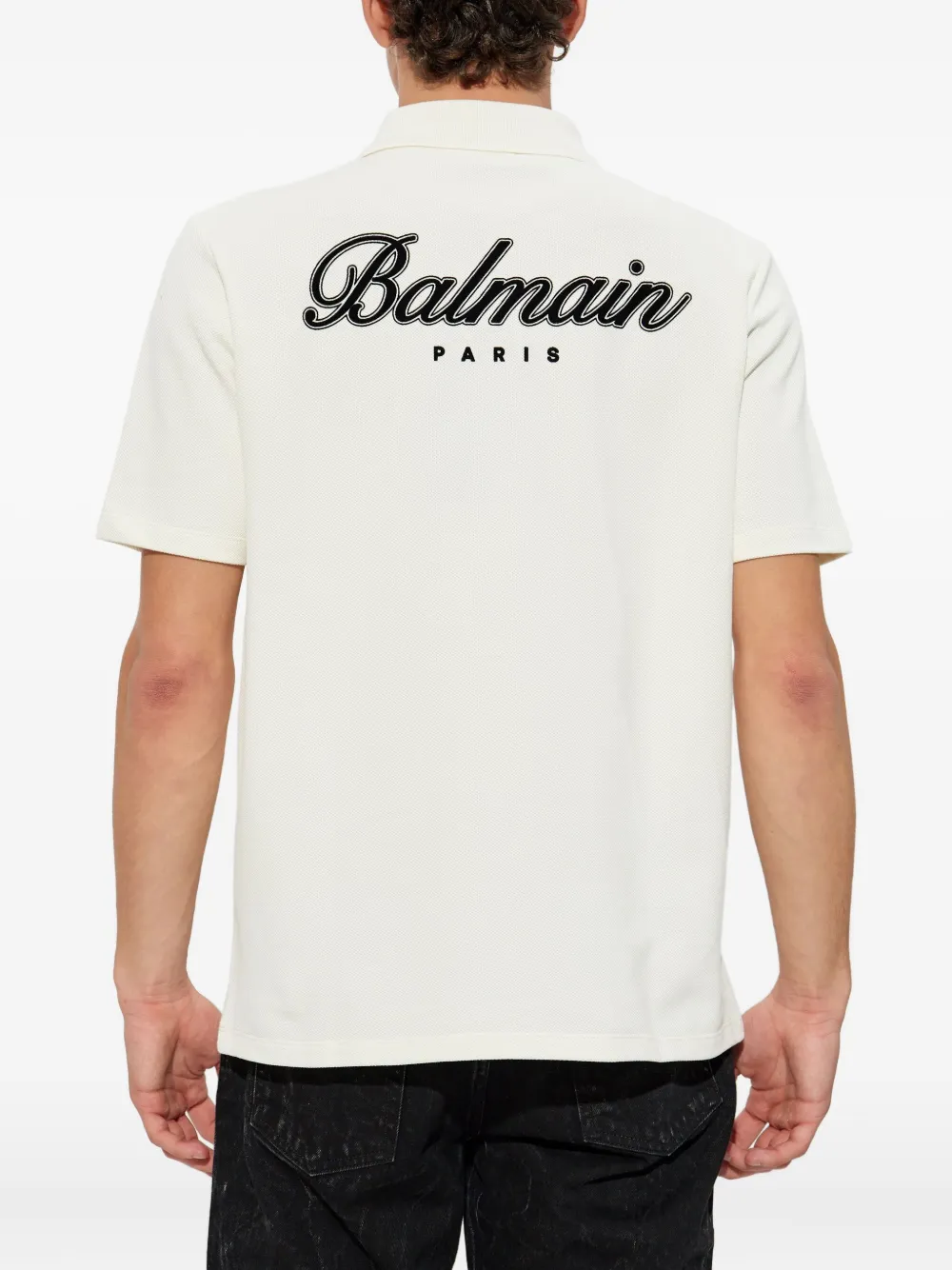 Balmain College Emblem poloshirt met korte mouwen Beige