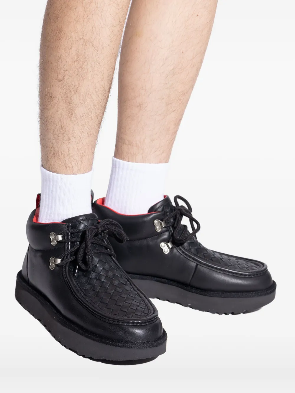 Ugg Woven Lace-up Trainers In Black