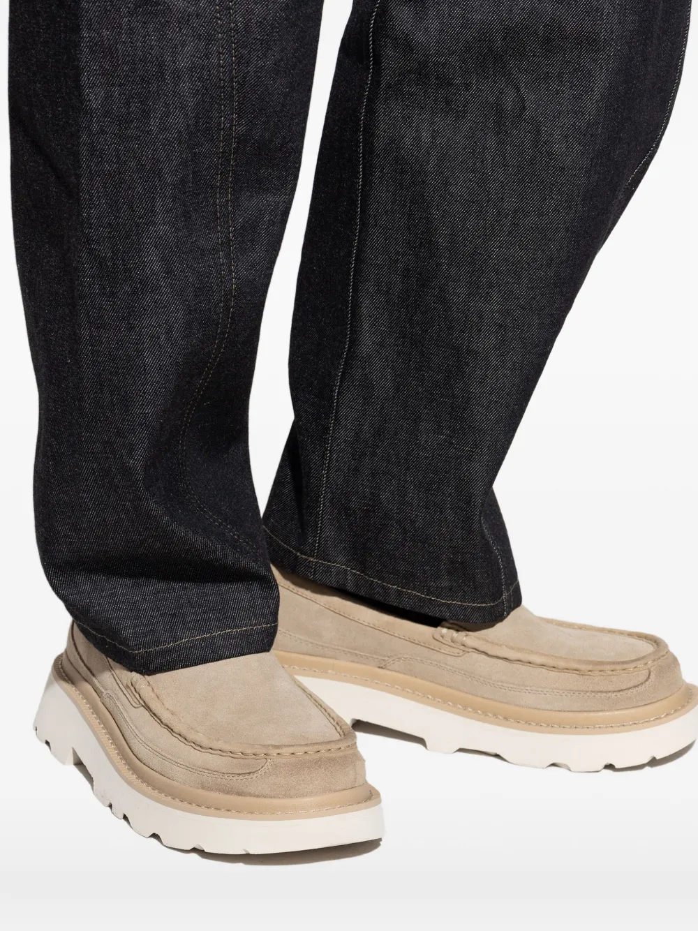 Ugg Chunky Loafers In Beige Suede Leather In Neutral
