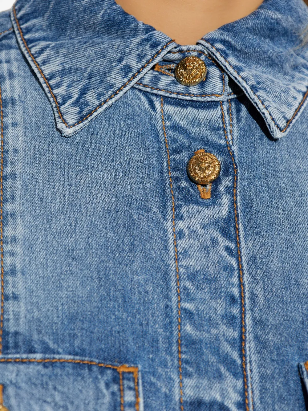 Balmain Point-collar Denim Shirt In Blue