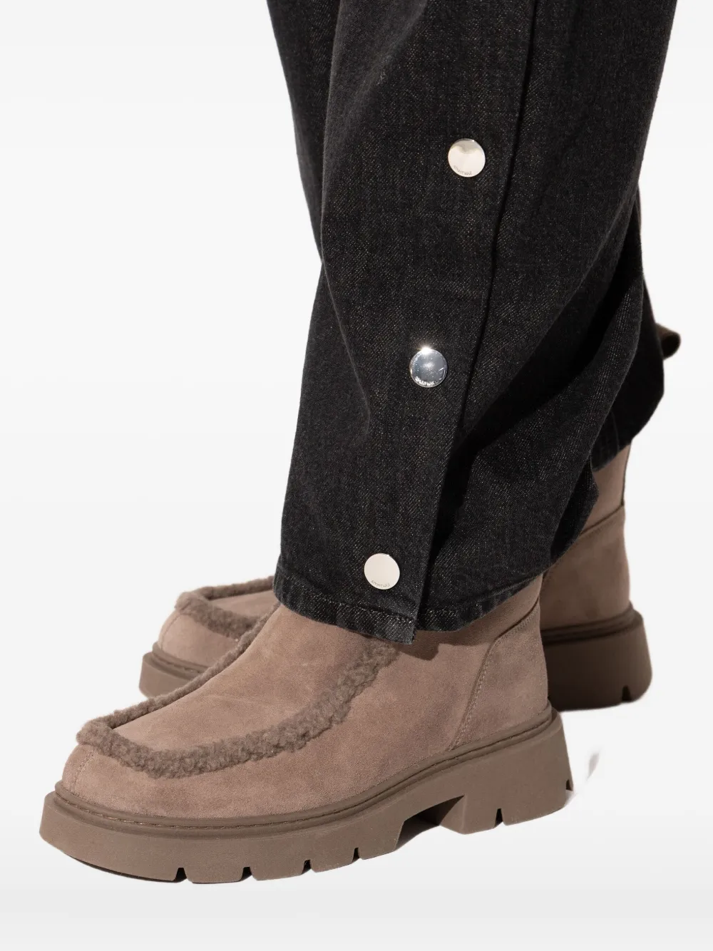 Inuikii Shearling-trim Ankle Boots In Brown