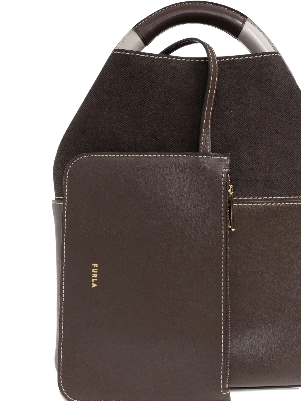 Furla Sfera Panelled Bucket Bag In Brown