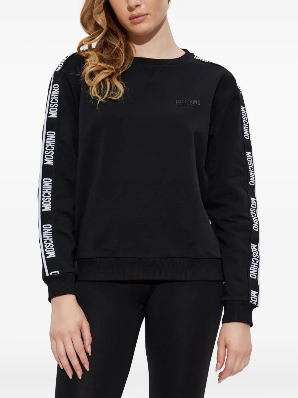 Moschino Sweater met logoband Zwart