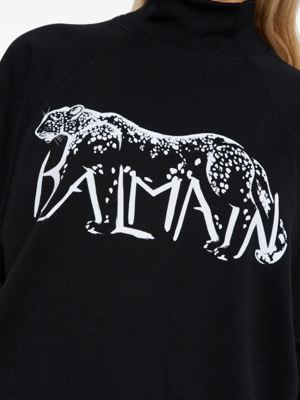 Balmain Graphic-print Turtleneck Sweater In Black