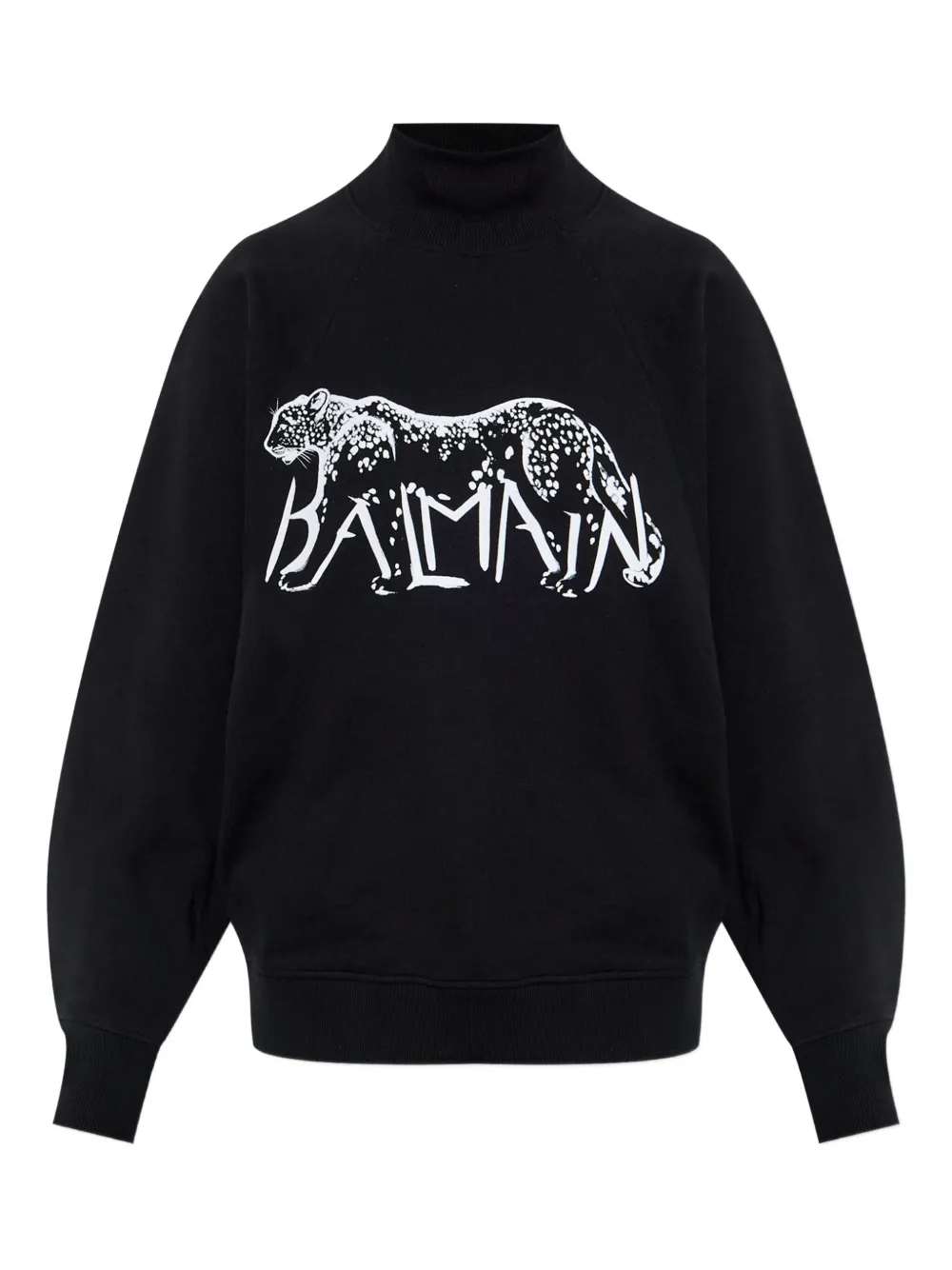Balmain Graphic-print Turtleneck Sweater In Black