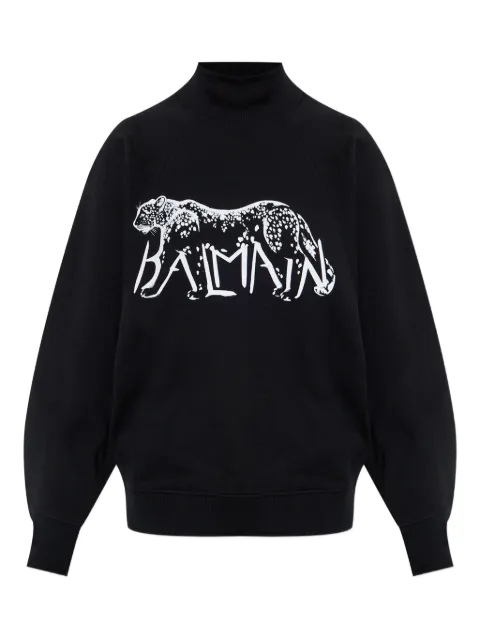 Balmain suéter con estampado gráfico y cuello de tortuga
