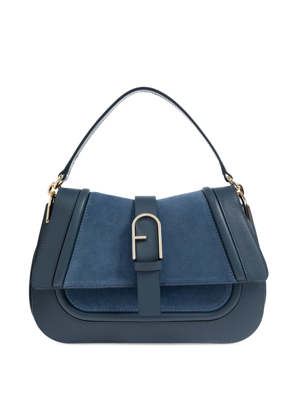 Furla Flow Buckle-strap Tote Bag In Blue