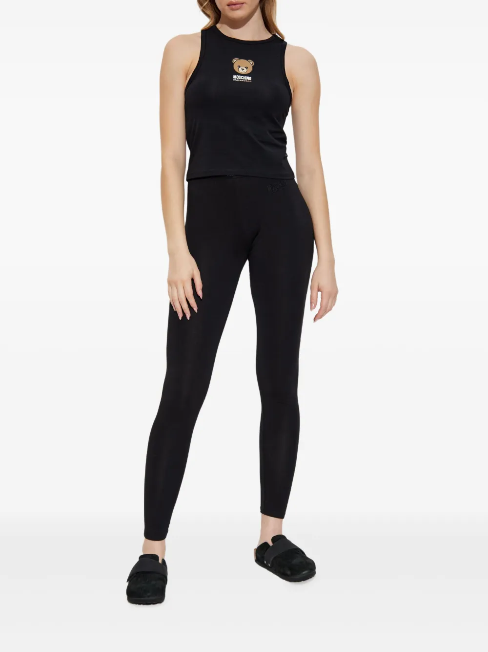 Moschino Teddy Bear stretch-katoenen jersey top Zwart