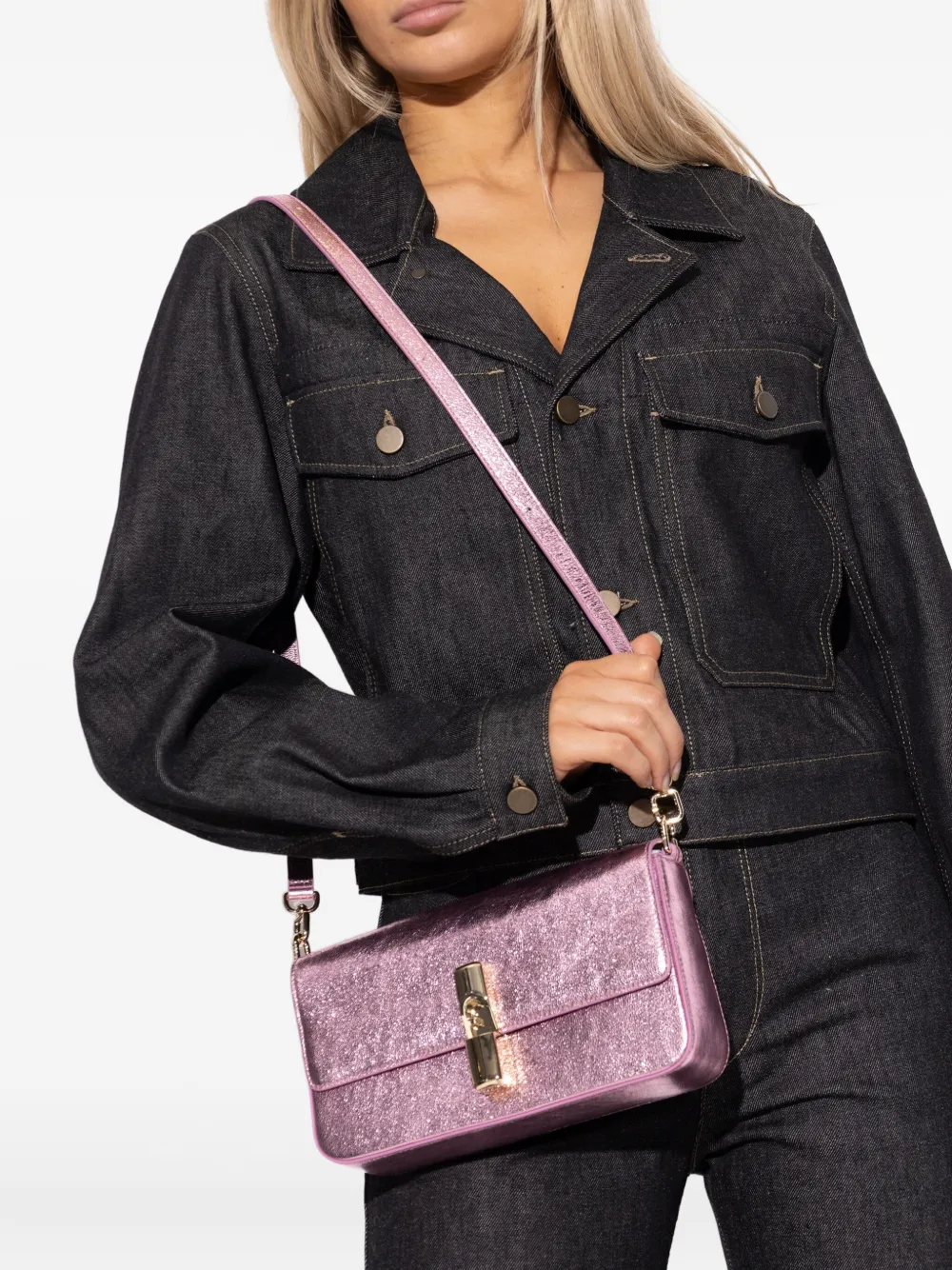 Furla Iride crossbodytas met logoplakkaat Roze