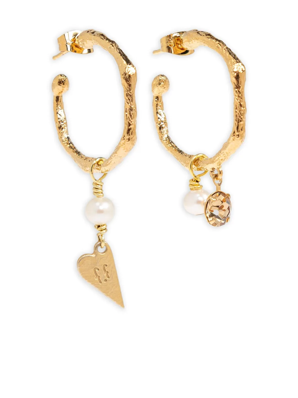 Forte Forte heart-charm hoop earrings - Oro