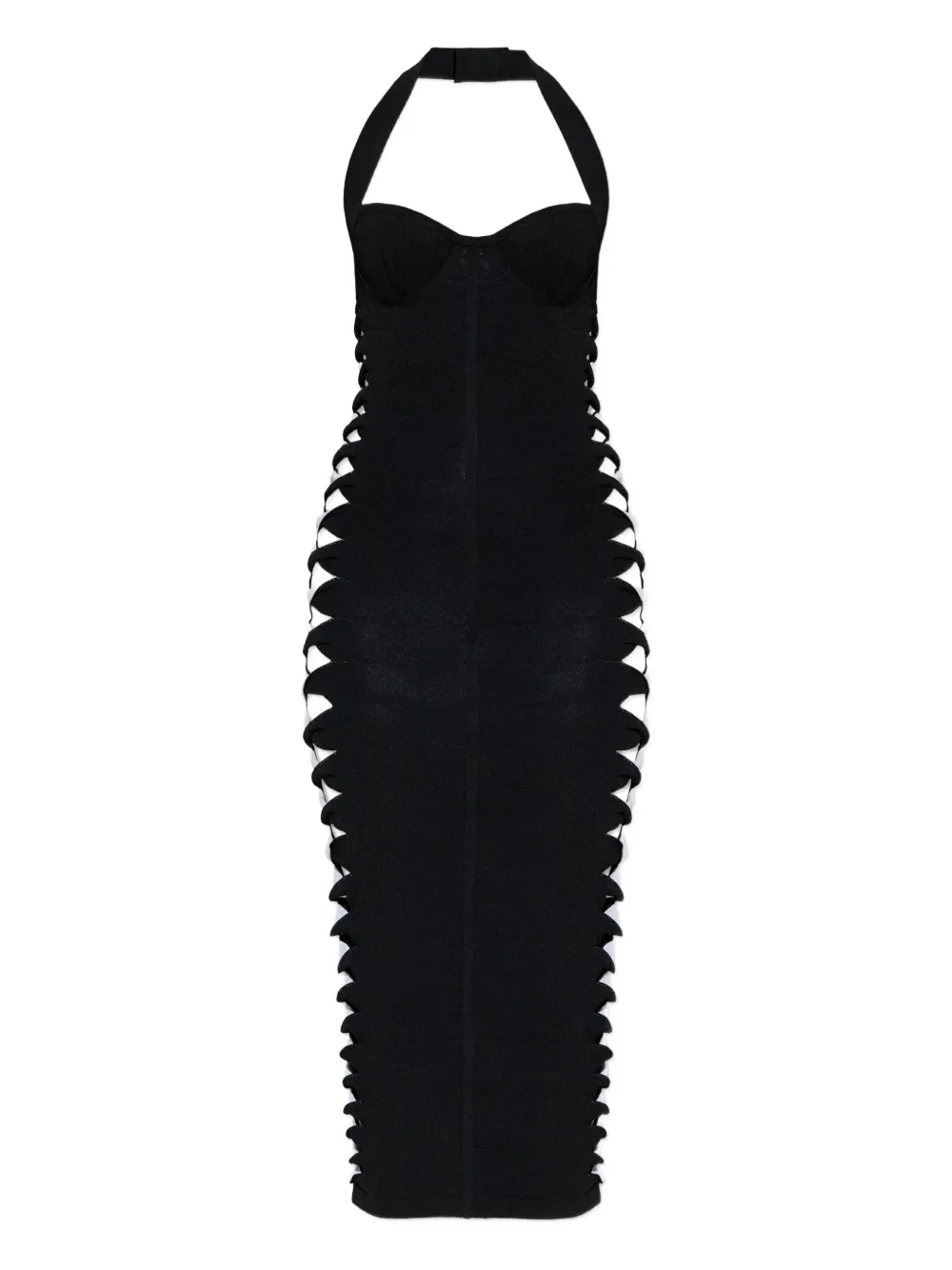 Balmain Cut Out-detailed Midi Dress In Black