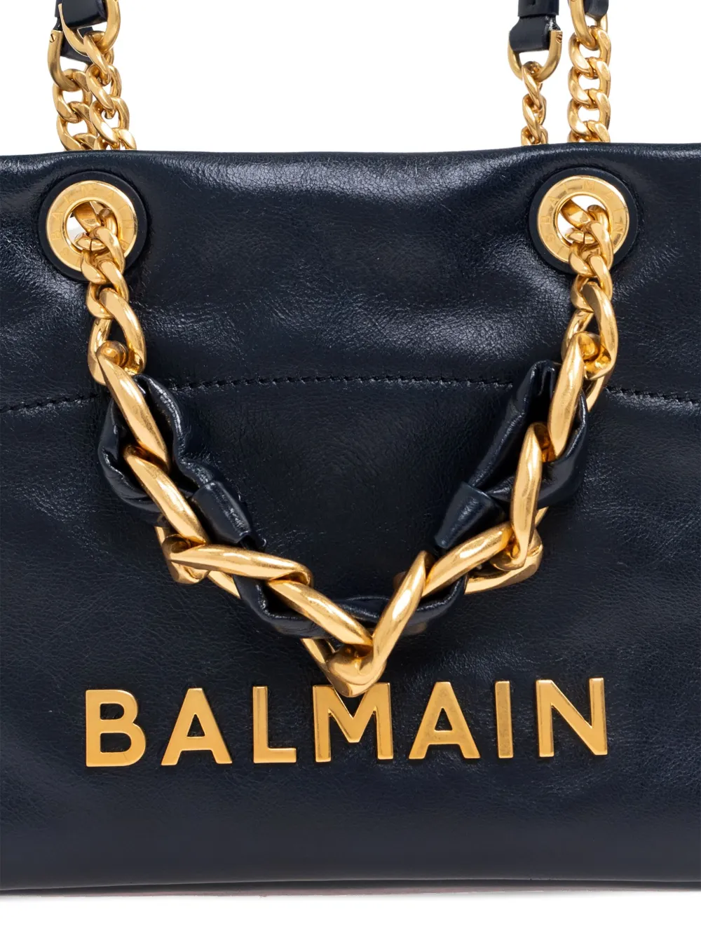 Balmain Small Cabas 1945 Chain Embellished Studded Tote Bag In Blue