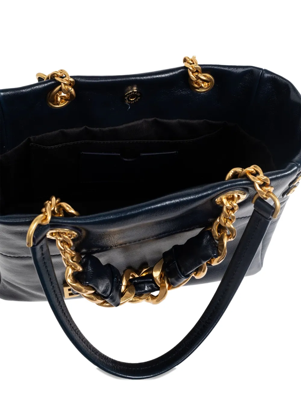 Balmain Small Cabas 1945 Chain Embellished Studded Tote Bag In Blue
