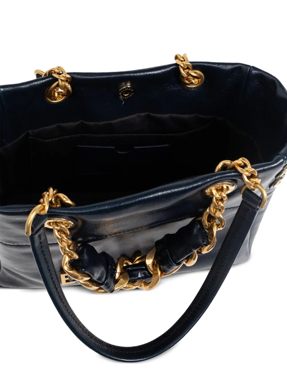 Balmain Cabas 1945 kleine shopper verfraaid met ketting en studs Blauw