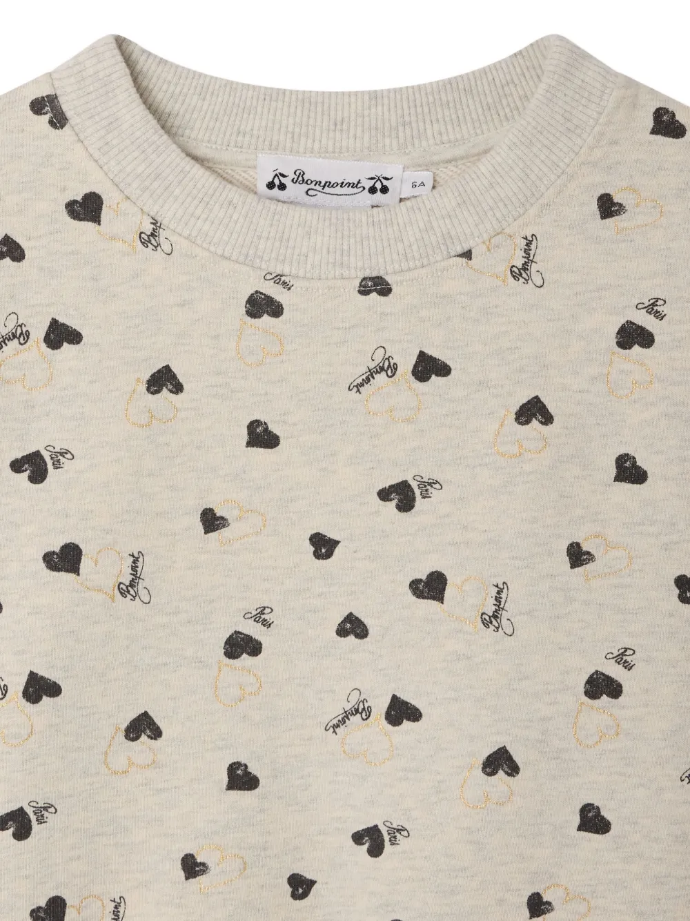 Bonpoint Talya Heart-print Sweatshirt In Neutral
