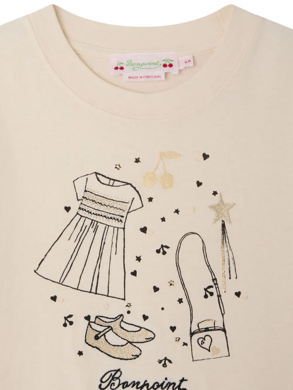 Bonpoint Thida T-shirt met borduurwerk Beige