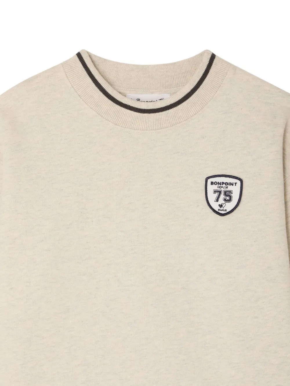 Bonpoint Logo-patch Ribbed-trim Sweatshirt In Neutral