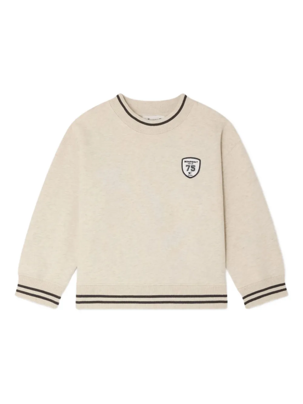 Bonpoint logo-patch ribbed-trim sweatshirt | Neutrals | Image 1