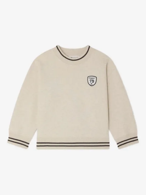 Bonpoint sudadera con ribete de canalé y parche del logo