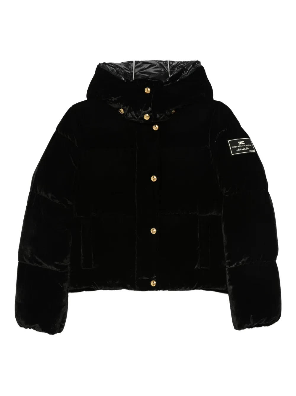 Elisabetta Franchi Hooded Puffer Jacket In Black