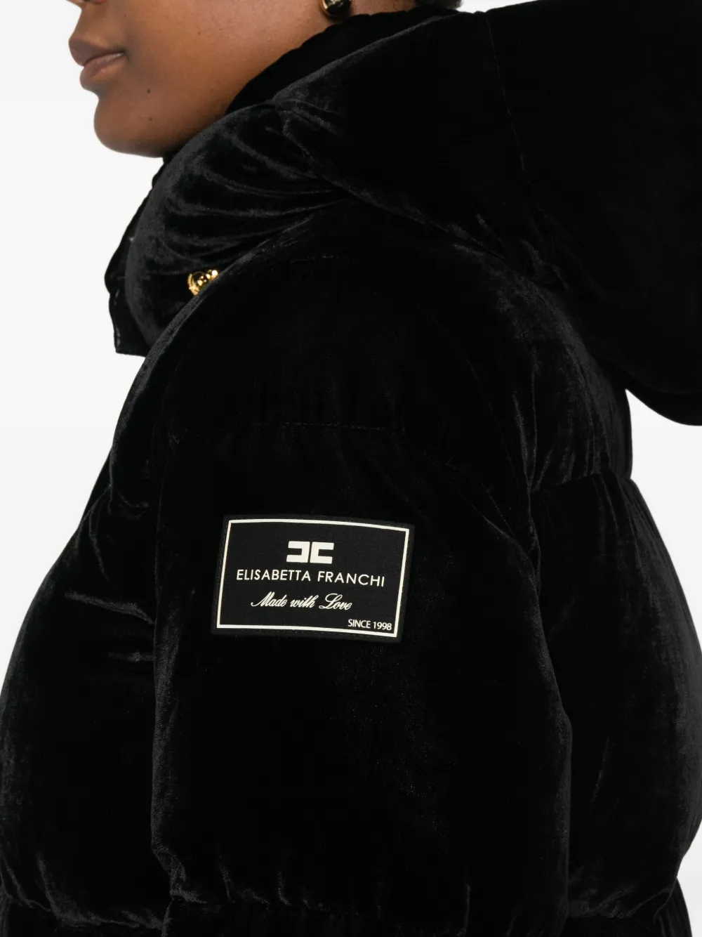 Elisabetta Franchi Hooded Puffer Jacket In Black