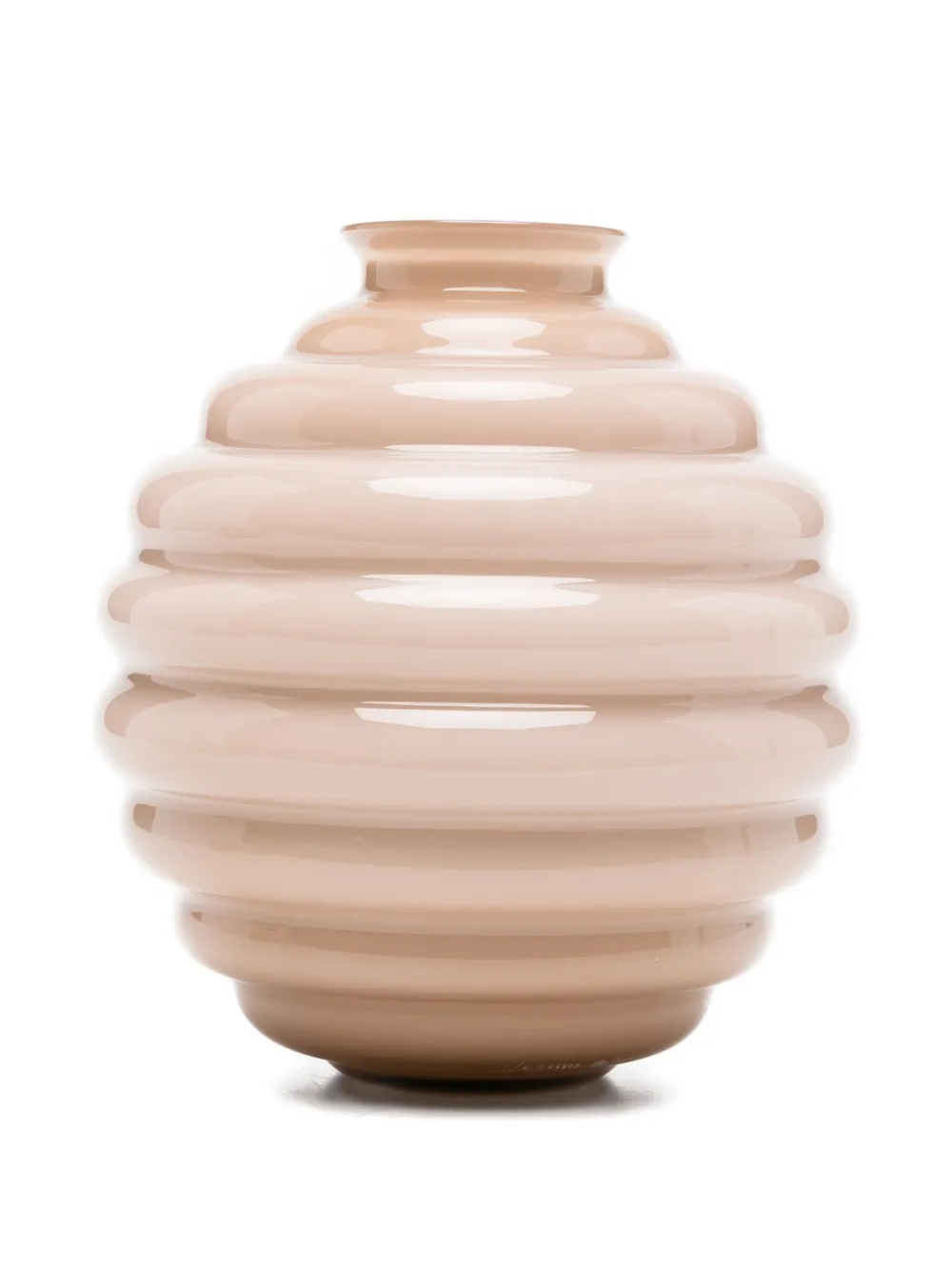 Venini Deco ribbed vase (17cm x 18cm) | Pink | Image 1