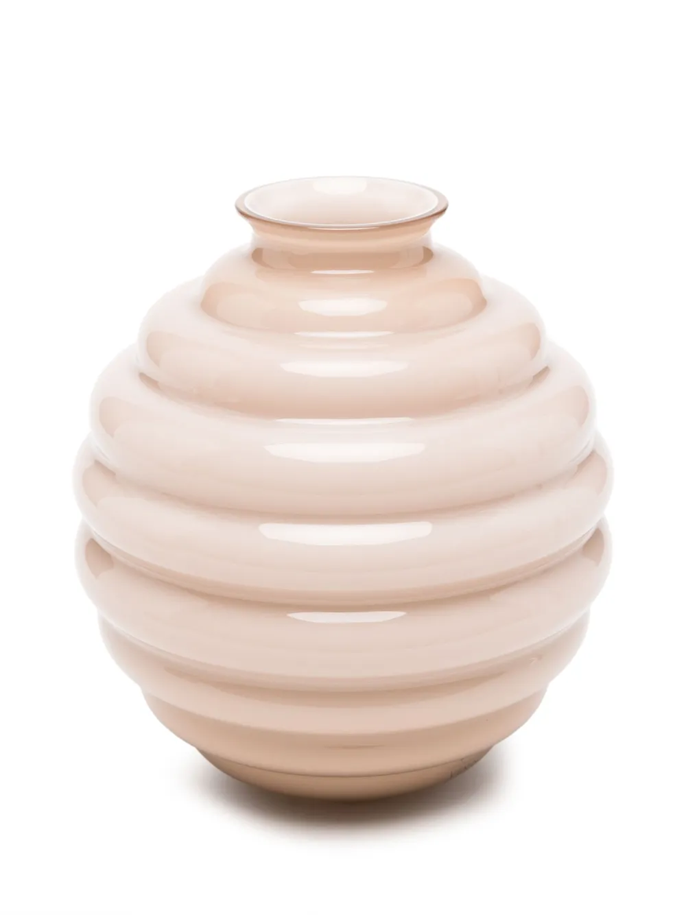 Venini Deco ribbed vase (17cm x 18cm) - Roze