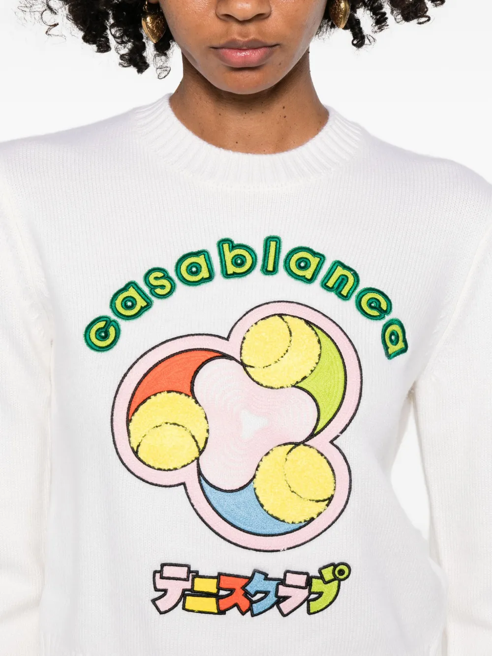 Casablanca White Sweater With Tennis Club Embroidery In White