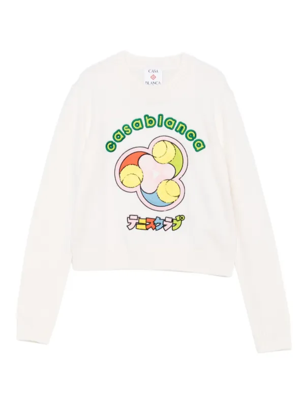 Casablanca Tennis Ball Sweater in White