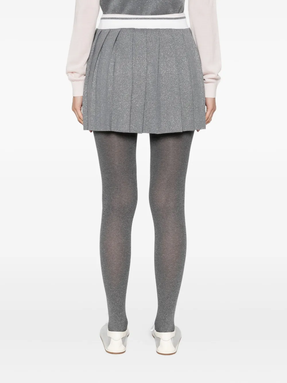 Casablanca Pleated Mini Skirt Silver Merino In Silver