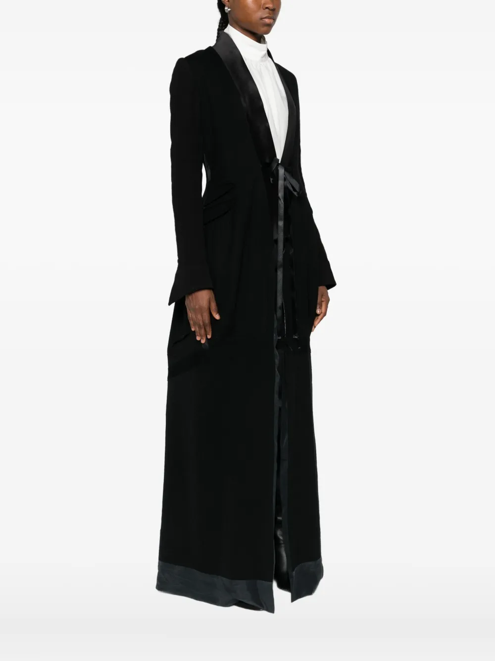 Marc Le Bihan Satin-lapel Single-breasted Coat In Black