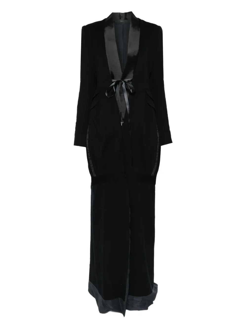 Marc Le Bihan satin-lapel single-breasted coat - ブラック Marc Le Bihan satin-lapel single-breasted coat - ブラック