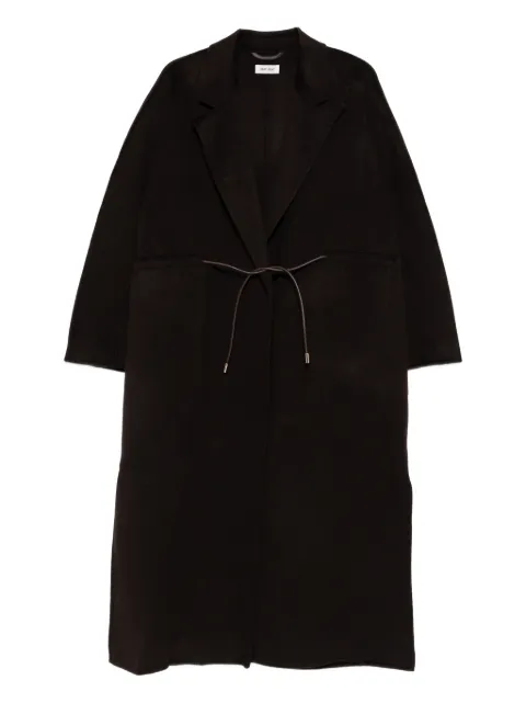 Soft Goat drawstring waist lapel coat