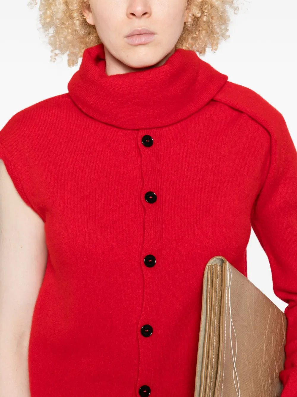 Alainpaul Button Cardigan In Red
