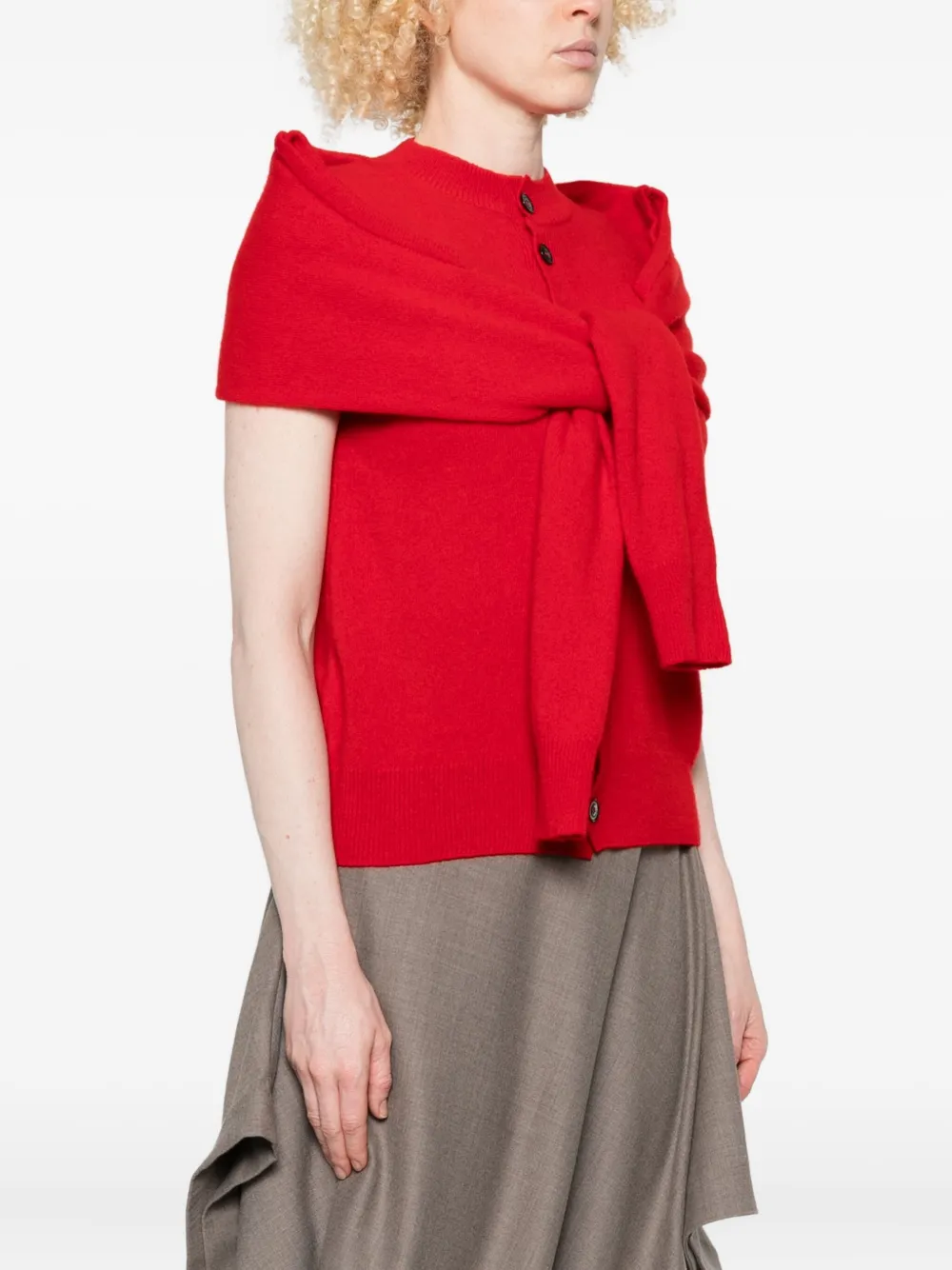 Alainpaul Button Cardigan In Red