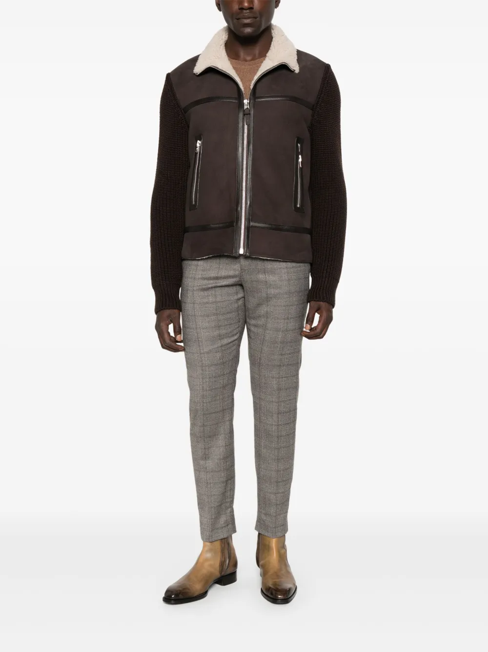 Pt Torino Checked-pattern Trousers In Gray