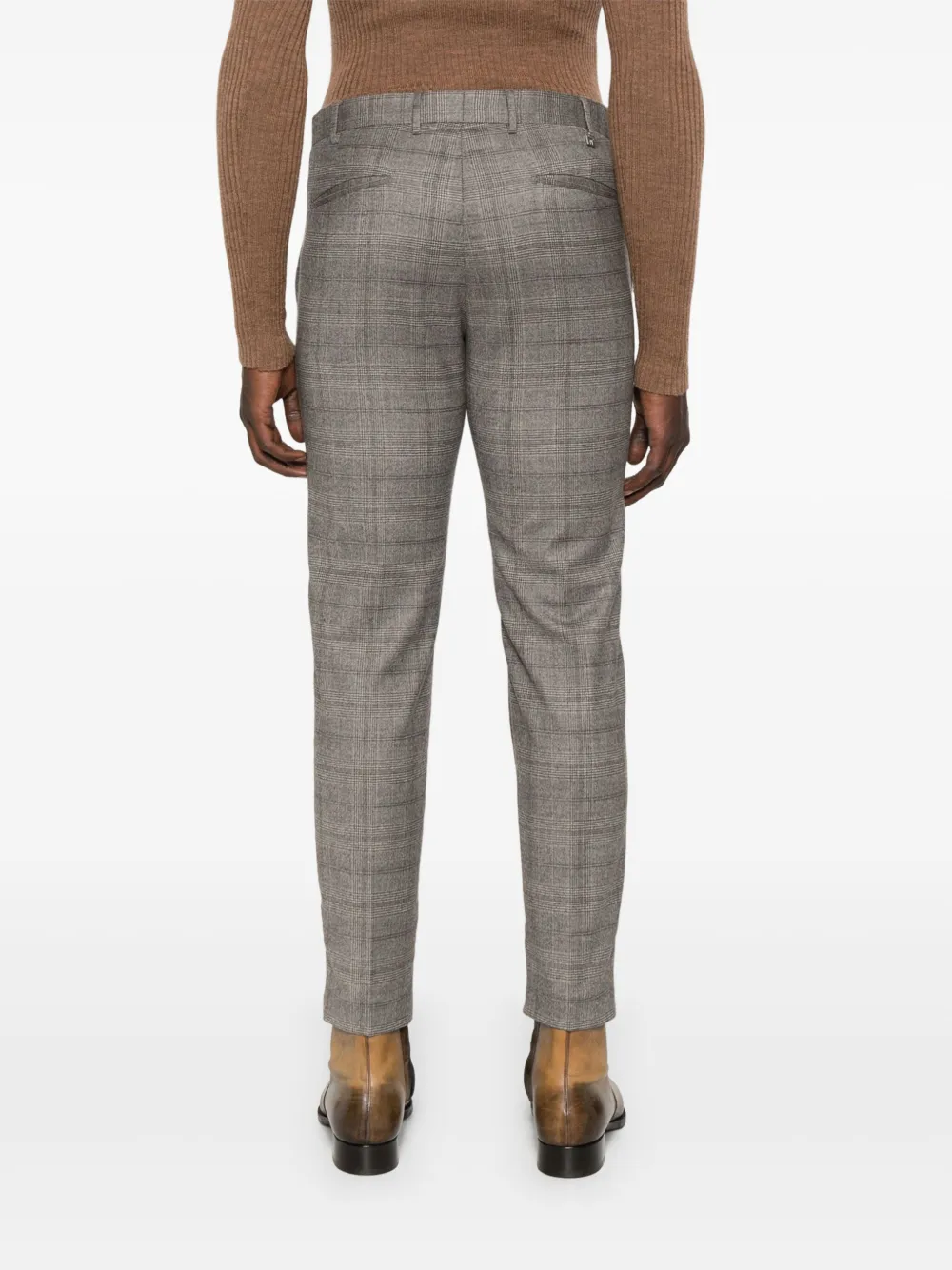 Pt Torino Checked-pattern Trousers In Gray